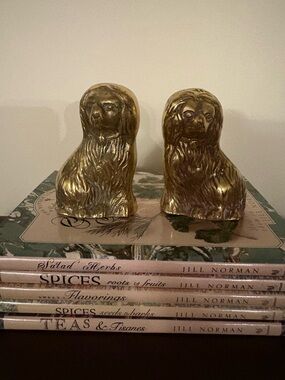 Vintage Brass Staffordshire/King Charles Dog Figures Set of 2